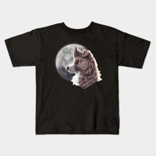 Lilac Border Collie with Night Sky Full Moon Kids T-Shirt